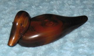 Vintage J.  B.  Garton Wood Carved Duck Decoy Display Swivel - Head Glass Eye Vgc