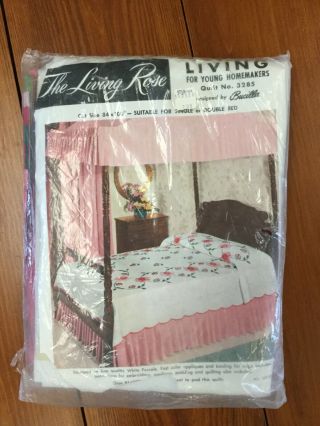 Vintage Bucilla Appliqué Quilt Top Kit: The Living Rose 3285 Nip