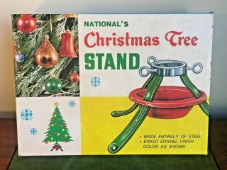 Vintage Christmas Tree Stand Real Tree Metal 3 Legs Red/green,  National 