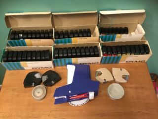 Vintage Dymo Plus Tapewriter 3/8 - 1/4” Hand Embossing Label Maker,  62 Rolls Tape