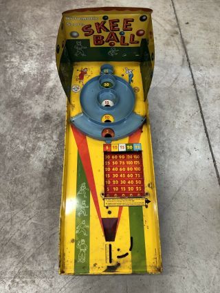 Vintage Marx Tin Skee Ball Automatic Score Kids Game Made In Usa