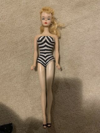 Vintage 1959 Rare Blonde Ponytail Barbie Bathing suit Shoes. 2