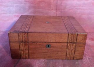 Antique Victorian Tunbridge Ware Wooden Inlaid Jewellery Sewing Vanity Box