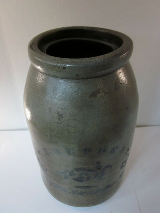 T.  F.  Reppert Greensboro PA Stoneware Salt Glaze 1 Gallon Crock Jug w/ blue 3