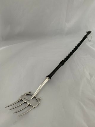 Very Long Edwardian Silver Toasting Fork 1906 Chester Nathan & Hayes 47cm