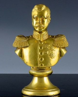 Fine Antique Russian Bronze Czar Alexander Iii Romanov Figural Bust Paperweight