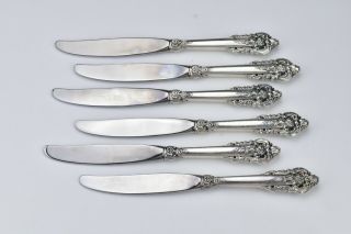 Set Of 6 Wallace Sterling Silver Knives In Grand Baroque Pattern