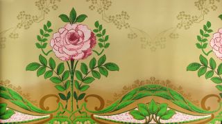 Rare 1890s 1900s Roll Of Victorian Antique Wallpaper Carey Bros Co.  Rose Pattern