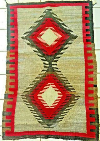 1900 Antique Navajo Rug Native American Indian Old Wool Weaving Blanket Navaho