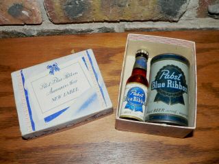 Vintage Pabst Blue Ribbon Beer Announces Label Bottle & Can Coin Bank W/box