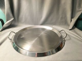 Vtg Cuisinart Grand Griddle Dlc - 7pro 1983 15 " Round Stainless Steel Copper Clad