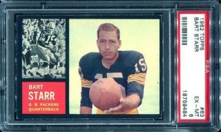 1962 Topps 63 Bart Starr Psa 6 Green Bay Packers Hof.  -