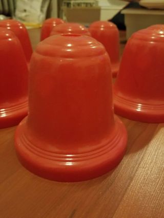 9 Vintage Christmas Red Hard Plastic 4.  5” Bell Light C9 Covers