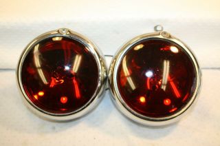 Pair (2) Vintage Police/ambulance Truck Fixed Red Spot Light 6 Volt.  Do - Ray 500