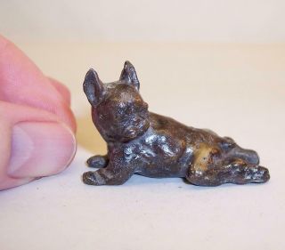 Tiny Vintage/antique Solid Bronze Metal French Bulldog Miniature Frenchie Dog