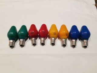 8 Vintage Ge Circle Logo C - 7 1/2 Assorted Colors Christmas Tree Lamps
