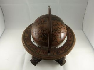 Vintage Wooden Desk/table Top World Globe W/stand Made In Italy