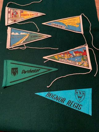 Vintage 1960s Pennant Vespa Mod Scooter / Car Banners Old Bournemouth Swanage