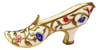 Antique Royal Worcester Porcelain Gold Gilded Hand Painted Shoe