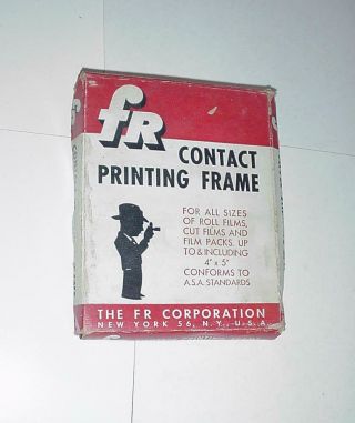 Vintage Fr Brand Contact Printing Frame W/ Box 4 X 5 1/2 "