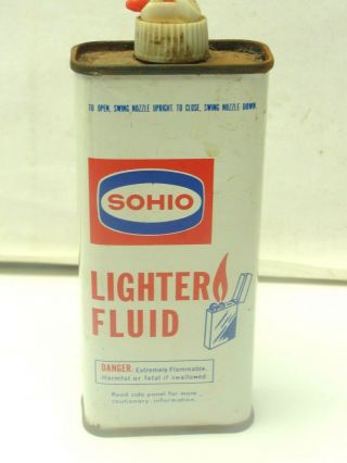 Rare Vintage 5 Oz.  Sohio Lighter Fluid Fuel Tin Can Handy Oiler