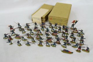 55 Vintage Tin Flats Zinnfiguren Scholtz Box Lead War Germany Soldiers Horses