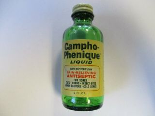 Vintage Campho - Phenique Antiseptic Medicine Empty Bottle