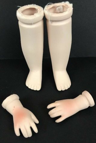 Vintage Porcelain Doll Parts Hands 1 3/4” And Legs 3 1/4” Artist Restore Repair