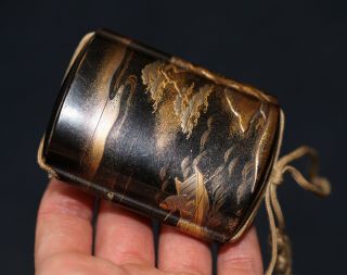 antique Japanese carved gold lacquer Inro for use netsuke,  meiji,  19th Century. 2