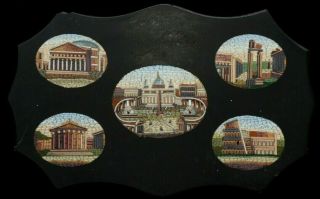 Antique Italian Micro Mosaic Paperweight Plaque