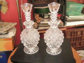 Vintage Pair Crystal Vanity Perfume Bottles With Stoppers