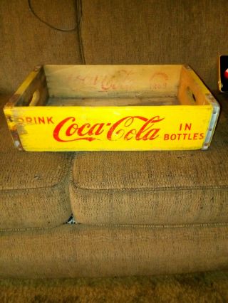 Vintage Yellow Coca - Cola Wooden Crate Chattanooga 1969