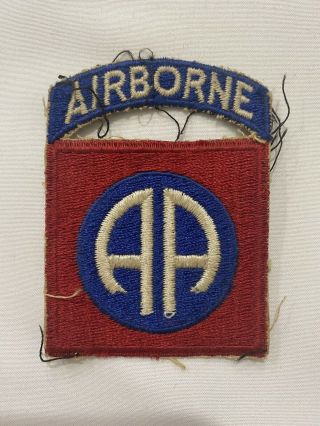 Vintage Wwii U.  S.  Army 82nd Airborne Division Patch With Connected Tab