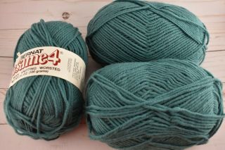 100 Wool Yarn - 3 Skeins/balls Of Vintage Bernat Sesame 4 Yarn - Stormy Teal