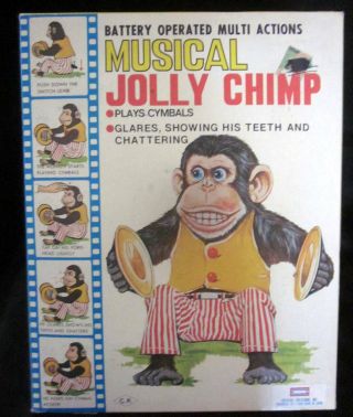 Vintage Musical Jolly Chimp Cymbal Playing Monkey Old Mechanical Toy Not