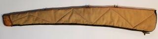 Vintage 49 " Boyt Canvas Quilted Rifle Gun Case Soft Canvas And Leather