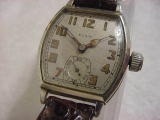 Vintage 14K GOLD FD large antique pre 1920 Art Deco ELGIN FLIP - OUT mens watch 2