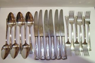 Art Nouveau Silver Plated Cutlery Set Knife Fork Spoon 18 Pc H.  A Erbe Jugendstil
