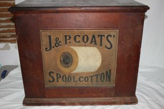 Antique J P Coats 6 Drawer Spool Cabinet With Decals General Store