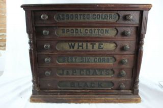 Antique J P COATS 6 DRAWER SPOOL CABINET WITH DECALS General Store 2