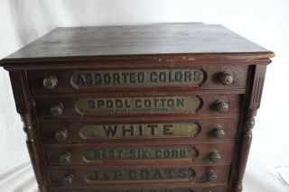 Antique J P COATS 6 DRAWER SPOOL CABINET WITH DECALS General Store 3
