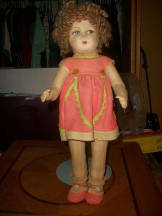 Vintage 21 " Lenci/raynal Type Cloth Felt Doll In Clothing