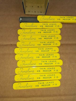 NOS 11 Boxes Vintage Sheaffer ' s Fineline Thin Pencil Leads Black HB Medium F 15 3