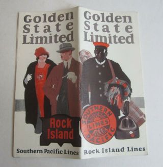 Old Vintage 1927 S.  P.  Rock Island Railroad Golden State Limited Train Brochure