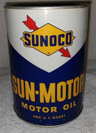 Vintage Sunoco Sun - Motor Quart Oil Can Composite Empty