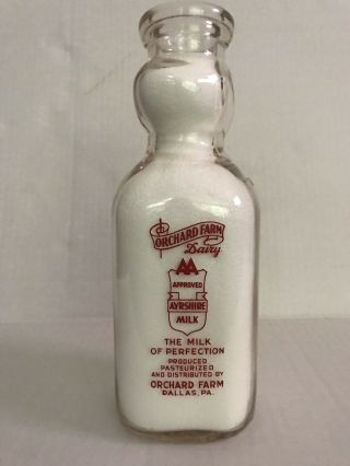 Vintage Orchard Farm Dairy Square Cop Cream Top Quart Milk Bottle From Dallas Pa