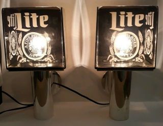 Vintage Pair 1985 Miller Lite Beer Wall Sconce Bar Light Beer Lamp Man Cave Pub