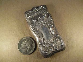 Antique Sterling Silver Floral Repousse Match Safe/vesta Case,  16.  8g