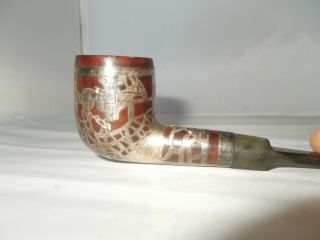 Estate Sterling Silver Horse Race Wrapping Tobacco Pipe - Needs Stem