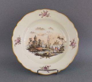 Antique Meissen Porcelain German Plate With Topography Scene Circa 19c